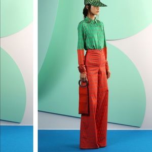 Kenzo Green and Red Flare Jeans